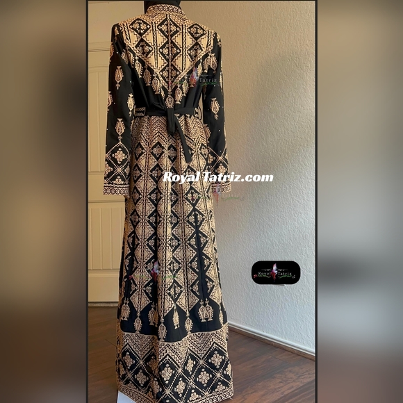 Kaftan black/Tahini fully embroidery thoub. - Picture 4 of 5